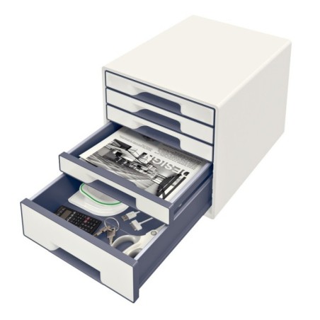 Bloco de 5 Gavetas Leitz WOW Cube 5214-20-01 A4+ Branco/Cinzento