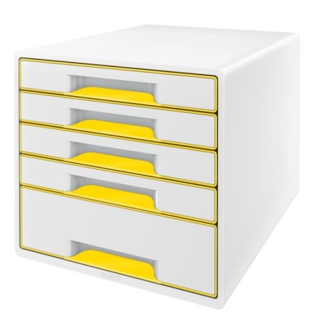 Bloco de 5 Gavetas Leitz WOW Cube 5214-20-16 A4+ Branco/Amarelo