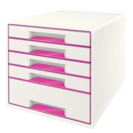 Bloco de 5 Gavetas Leitz WOW Cube 5214-20-23 A4+ Branco/Rosa