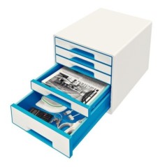 Bloco de 5 Gavetas Leitz WOW Cube 5214-20-36 A4+ Branco/Azul