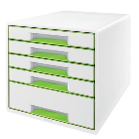 Bloco de 5 Gavetas Leitz WOW Cube 5214-20-54 A4+ Branco/Verde