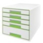 Bloco de 5 Gavetas Leitz WOW Cube 5214-20-54 A4+ Branco/Verde