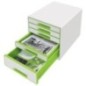 Bloco de 5 Gavetas Leitz WOW Cube 5214-20-54 A4+ Branco/Verde