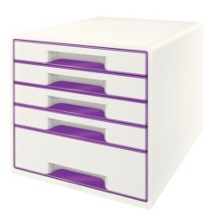 Bloco de 5 Gavetas Leitz WOW Cube 5214-20-62 A4+ Branco/Violeta