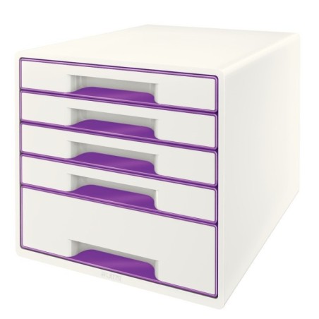 Bloco de 5 Gavetas Leitz WOW Cube 5214-20-62 A4+ Branco/Violeta