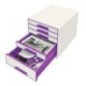 Bloco de 5 Gavetas Leitz WOW Cube 5214-20-62 A4+ Branco/Violeta