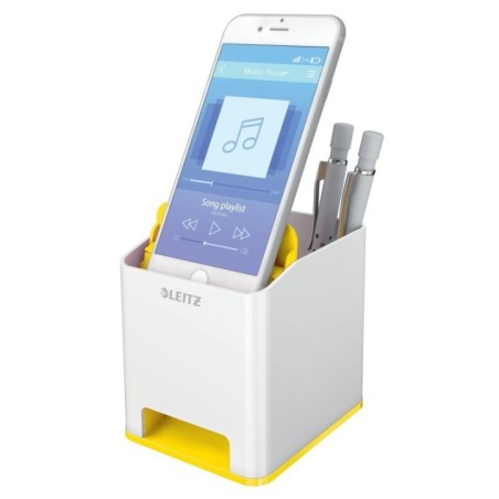 Copo Porta-Lápis Leitz WOW Sound 5363-10-16 Branco/Amarelo