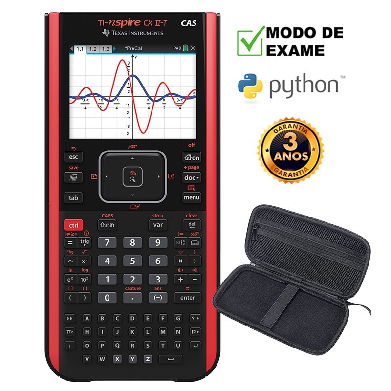 Conjunto Calculadora Texas TI-Nspire CX II-T CAS+Estojo Conjunto Calculadora Texas TI-Nspire CX II-T CAS+Estojo