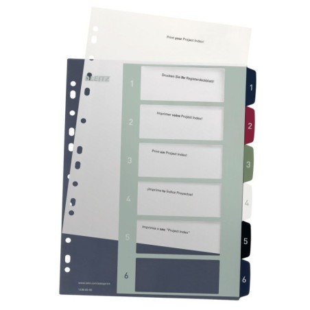 Índice de Plástico Leitz Style 1236-00-00 A4+ PP 300µm 1 a 6