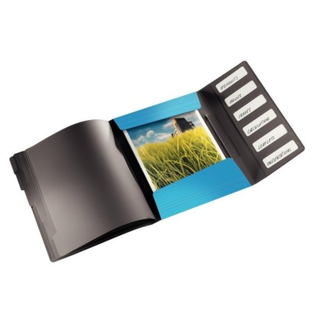 Pasta Classificadora Leitz Solid 4569-10-30 A4 PP 6 Sep. Azul Claro