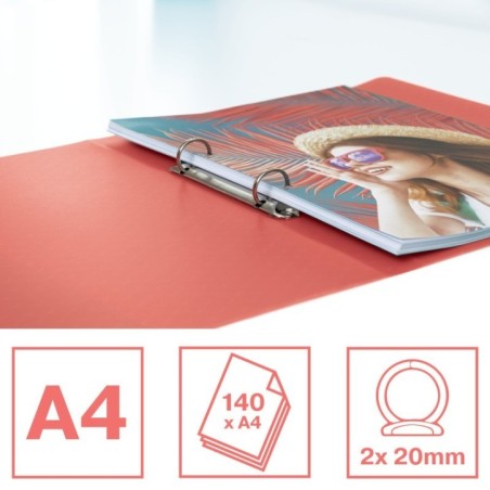 Dossier de Arquivo Esselte Colour Breeze 628435 A4 L27mm 2xRØ20mm PP Coral