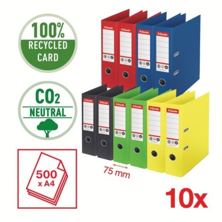 Pasta de Arquivo Esselte Nº1 CO2 Neutral 627571 A4 L75mm Sortido