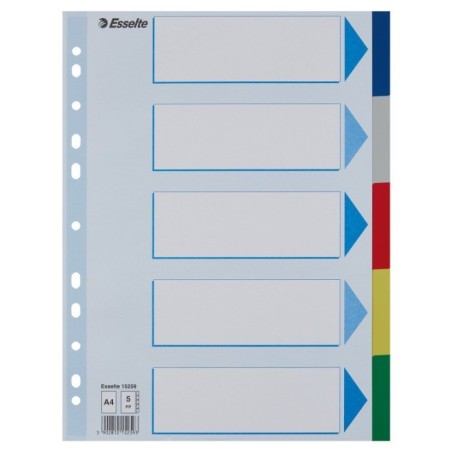Separador de Plástico Esselte 15259 A4 PP 120µm 5 Divisórias