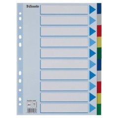 Separador de Plástico Esselte 15261 A4 PP 120µm 10 Divisórias