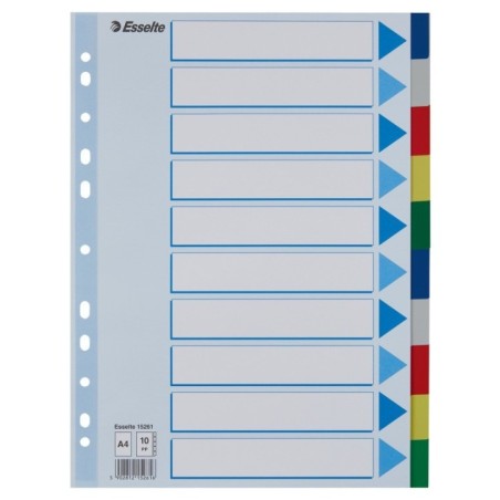Separador de Plástico Esselte 15261 A4 PP 120µm 10 Divisórias