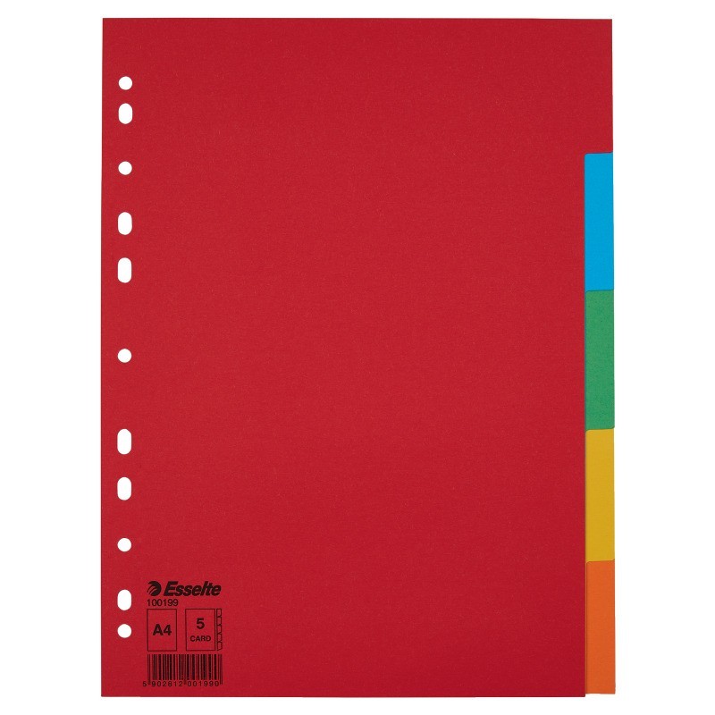Separador de Cartolina Esselte Pendarec 100199 A4 160g 5 Divisórias Separador de Cartolina Esselte Pendarec 100199 A4 160g 5 Divisórias
