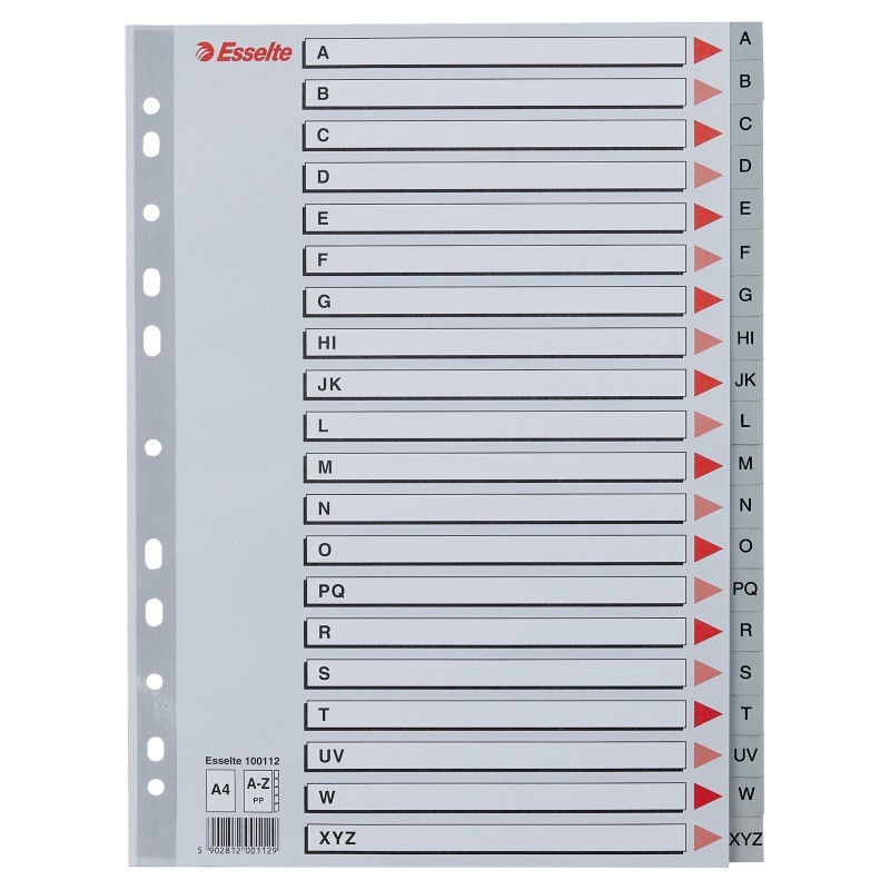 Índice de Plástico Esselte 100112 A4 PP 120µm A-Z Índice de Plástico Esselte 100112 A4 PP 120µm A-Z