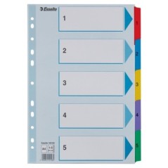 Índice de Cartolina Esselte 100160 A4 160g/m² 1 a 5