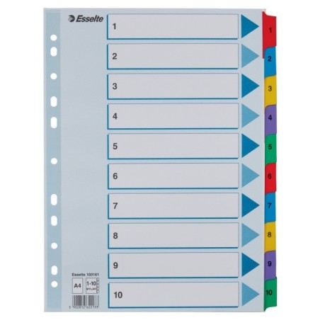 Índice de Cartolina Esselte 100161 A4 160g/m² 1 a 10