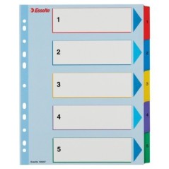 Índice de Cartolina Esselte 100207 A4+ 160g/m² 1 a 5