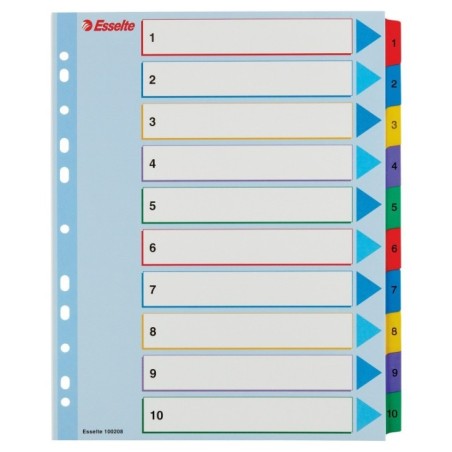 Índice de Cartolina Esselte 100208 A4+ 160g/m² 1 a 10