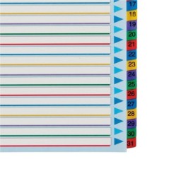 Índice de Cartolina Esselte 100210 A4+ 160g/m² 1 a 31