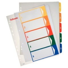 Índice de Plástico Esselte 100211 A4+ PP 300µm 1 a 5
