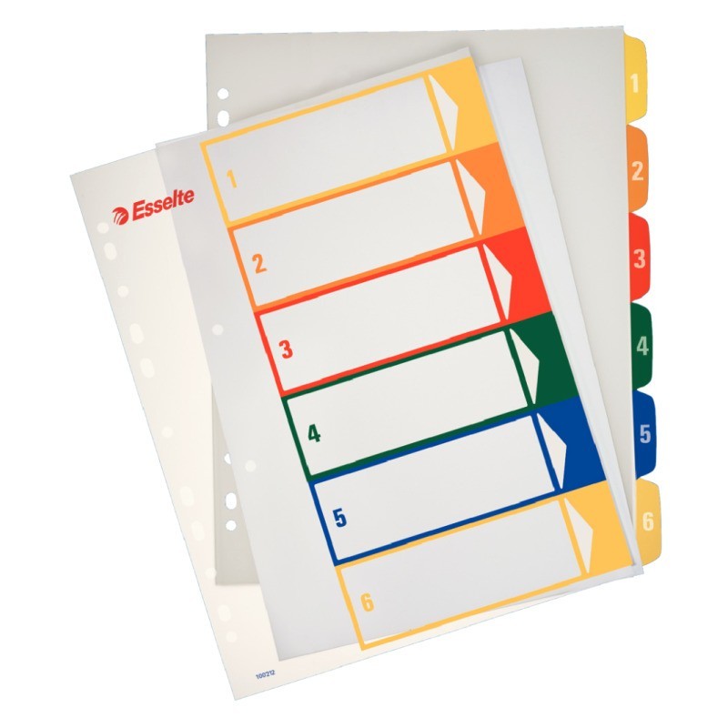 Índice de Plástico Esselte 100212 A4+ PP 300µm 1 a 6 Índice de Plástico Esselte 100212 A4+ PP 300µm 1 a 6