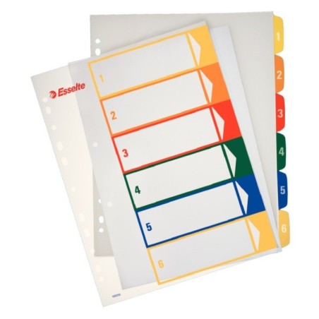 Índice de Plástico Esselte 100212 A4+ PP 300µm 1 a 6