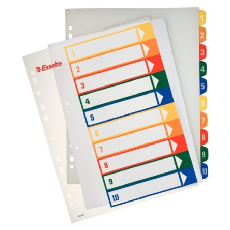 Índice de Plástico Esselte 100213 A4+ PP 300µm 1 a 10