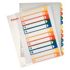 Índice de Plástico Esselte 100214 A4+ PP 300µm 1 a 12