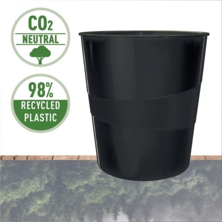 Cesto de Papéis Leitz Recycle 5328-00-95 PP 15 Litros Preto