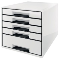 Bloco de 5 Gavetas Leitz WOW Cube 5253-10-01 A4+ Branco/Preto