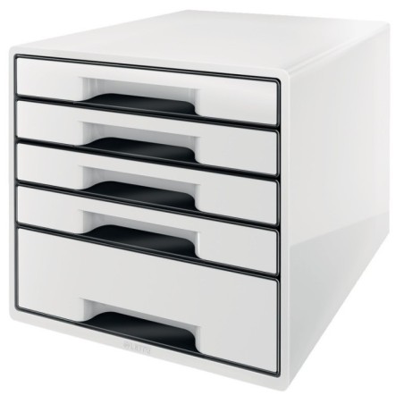 Bloco de 5 Gavetas Leitz WOW Cube 5253-10-01 A4+ Branco/Preto