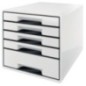 Bloco de 5 Gavetas Leitz WOW Cube 5253-10-01 A4+ Branco/Preto