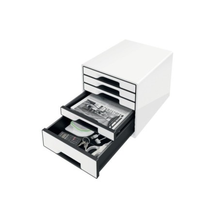 Bloco de 5 Gavetas Leitz WOW Cube 5253-10-01 A4+ Branco/Preto