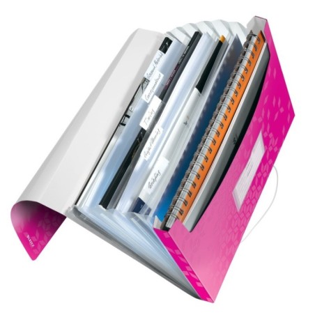 Pasta Classificadora Leitz WOW 4589-01-23 A4 6 Sep. Rosa