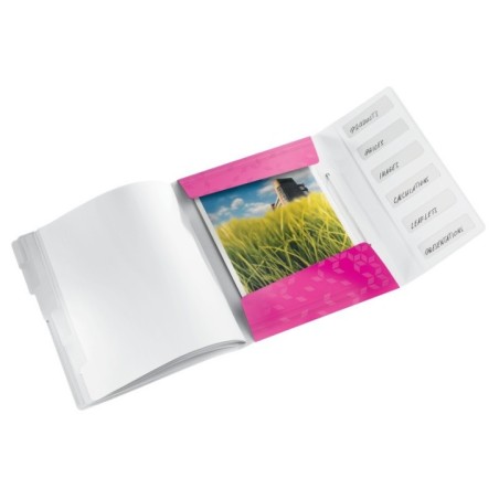 Pasta Classificadora Leitz WOW 4633-01-23 A4 PP 6 Sep. Rosa
