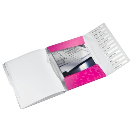 Pasta Classificadora Leitz WOW 4634-01-23 A4 PP 12 Sep. Rosa