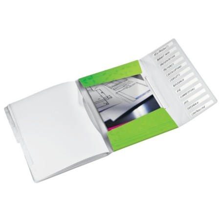 Pasta Classificadora Leitz WOW 4634-01-54 A4 PP 12 Sep. Verde