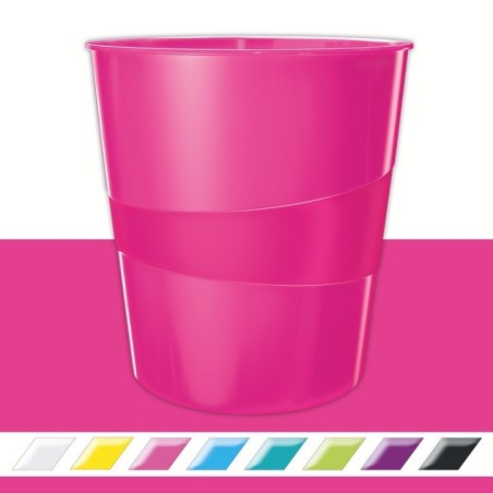 Cesto de Papéis Leitz WOW 5278-10-23 PP 15 Litros Rosa
