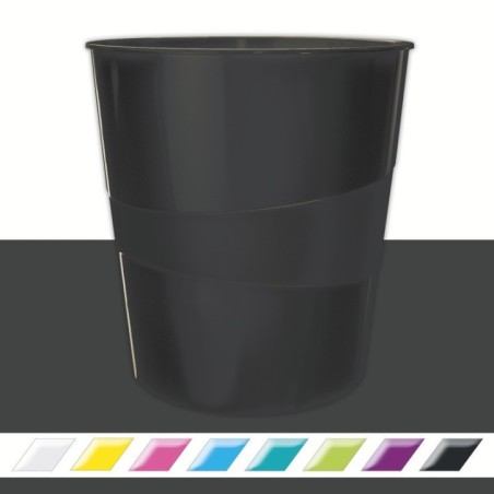Cesto de Papéis Leitz WOW 5278-10-95 PP 15 Litros Preto