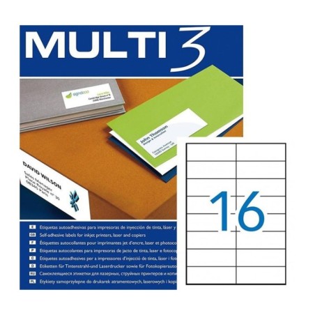 Etiquetas Adesivas Multi3 04708 A4 105x37,0mm 100F Branco