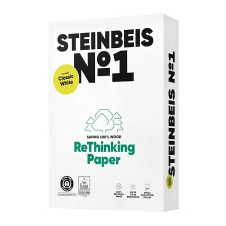Papel Fotocópia A4 Steinbeis Nº1 Reciclado 80g 5x500 Folhas