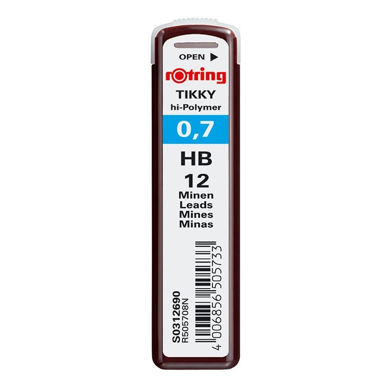 Minas de Grafite Rotring hi-polymer 0,7mm HB S0312690 Tubo 12