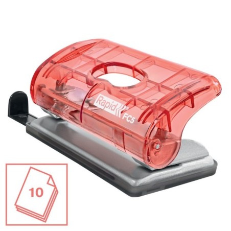Furador Rapid Colour Breeze Mini FC5 5001533 10 Folhas 2 Furos Coral