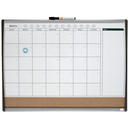 Quadro de Planeamento Nobo 1903813 43x58,5cm Mensal Branco+Cortiça