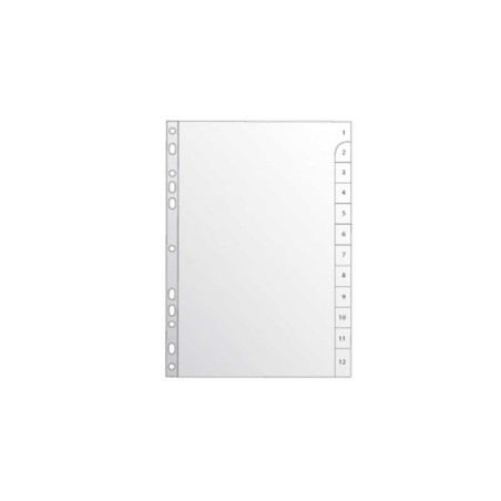 Índice de Plástico A4 PP 1 a 12 Vertical Cinzento