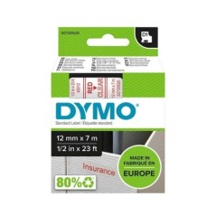 Fita Dymo D1 Standard S0720520 (45012) 12mmx7m Vermelho s/ Transparente