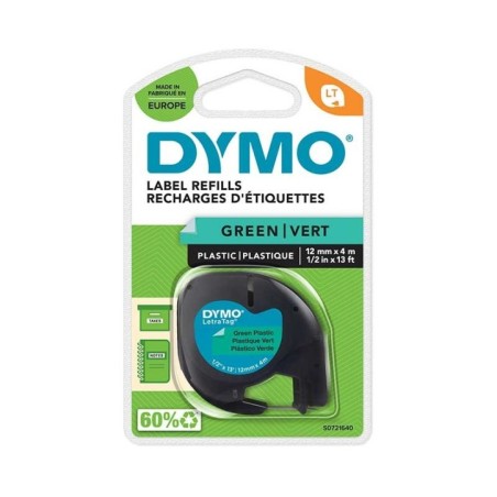 Fita Dymo LetraTag S0721640 (91204) 12mmx4m Plástico Preto s/ Verde